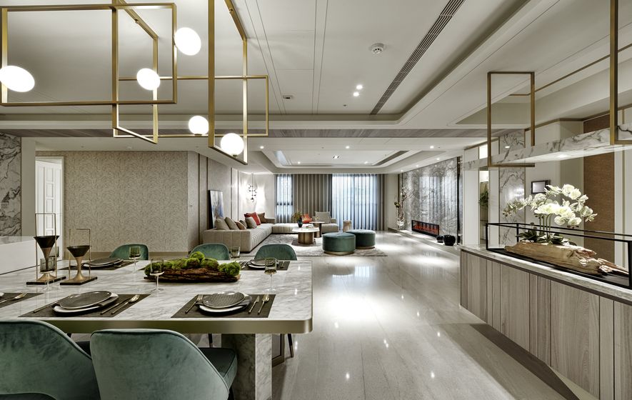 室內設計參考案例：現代輕奢華風格 123坪（室內80坪）實景